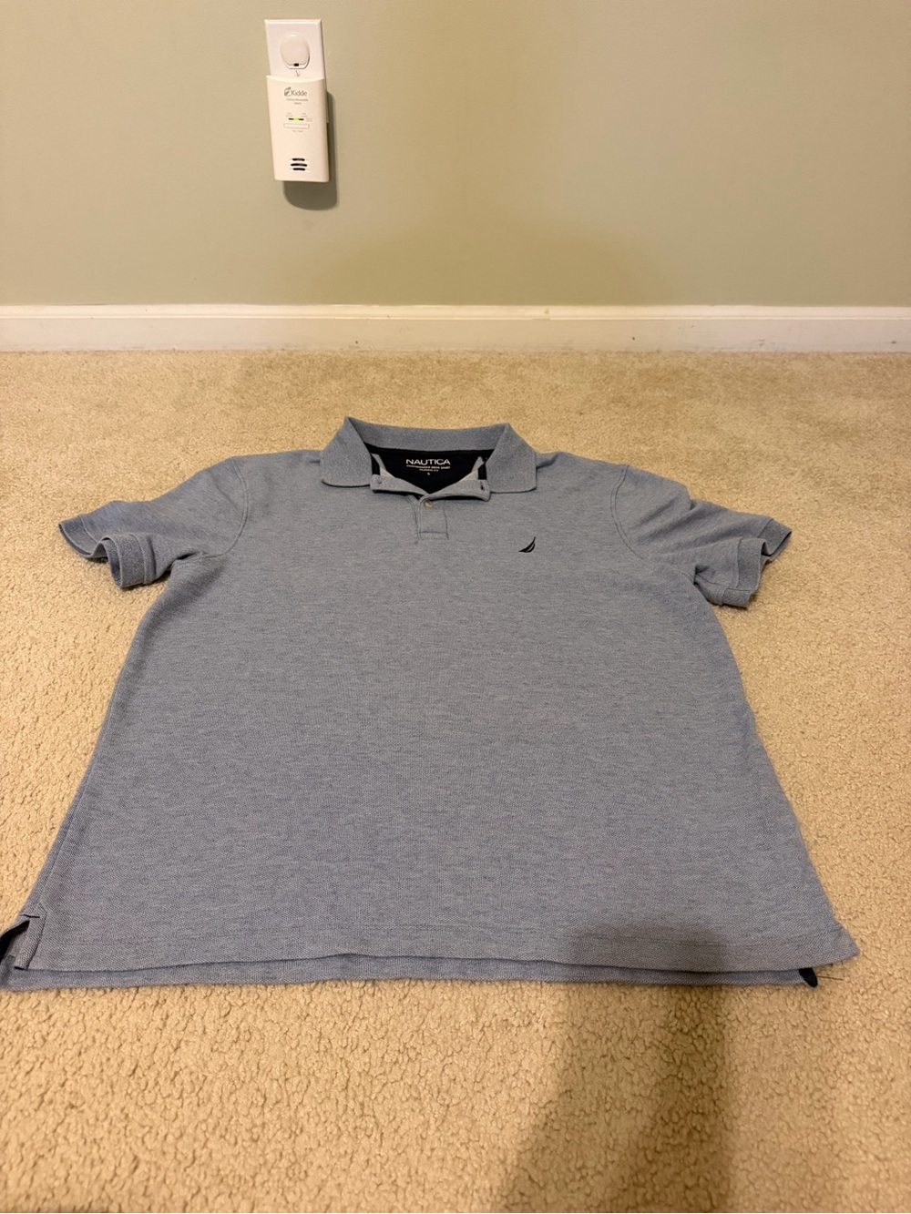 Men’s Large Nautica Performance Deck Shirt Classic Fit Blue Gray Polo Shirt